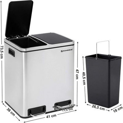 Odpadkový kôš Songmics LTB30H 2 x 15 L
