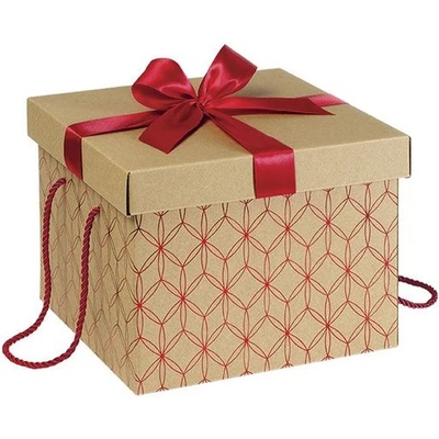 Giftpack Подаръчна кутия Giftpack - С червена панделка и дръжки, 27 х 27 х 20 cm (CP135GR)