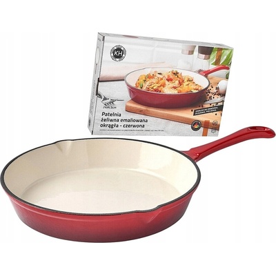 Smaltovaná litinová pánev Konighoffer 24 cm kulatá, třešňově červená