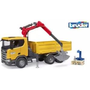 BRUDER Scania Super 560R самосвал с кран, с гребло, палет и повдигащ кука