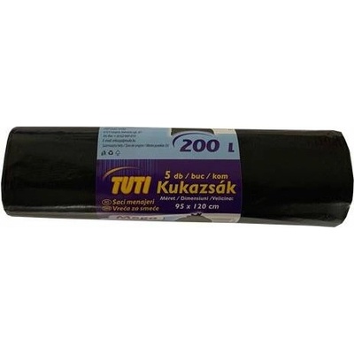 TUTI Vrecia na odpadky extra silné 200 l 38µm Mega 5 ks čierna