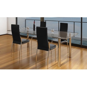 vidaXL Tрапезни столове, 4 бр, черни, изкуствена кожа (60570)