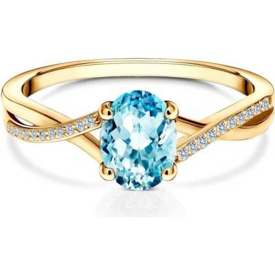 Savicki Zásnubní prsten žluté zlato modrý topaz diamanty SAV KUMFR 1065606 BT Z