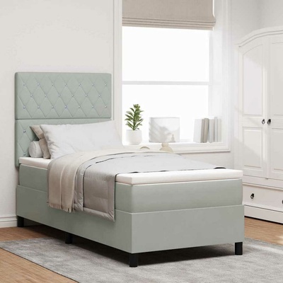 zahrada-XL 3339746 Postel s boxspringem s matrací Světle šedá samet