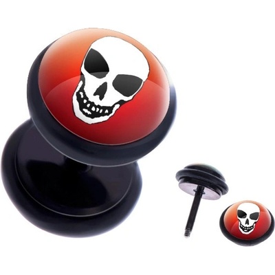 Šperky eshop kulatý ocelový fake plug lebka na barevném pozadí AA44.16