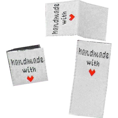 Pro Háčkování Látková cedulka Handmade bílá se srdcem