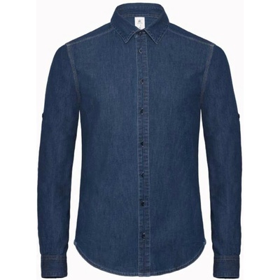 B&C pánská džínová košile Vision deep blue denim