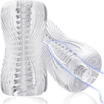 SuperLove 3D Realistic Texture Spiral Tunnel Stroker Clear
