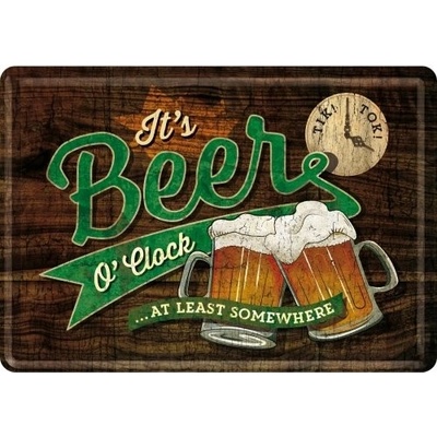 Postershop Plechová pohlednice - It's Beer O'clock
