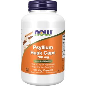 NOW NOW Psyllium Husk with Apple Pectin 700 mg, 180 Veg Capsules