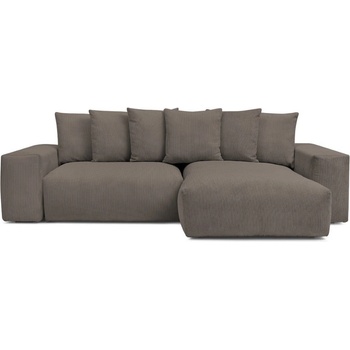 Bobochic Кафяво-сив сгъваем/с място за съхранение ъглов диван от рипсено кадифе Voltaire - Bobochic Paris (WT-DONE-NRPU-W_1 P1087)