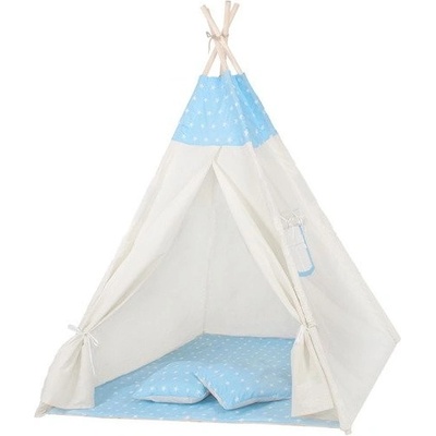 Springos Dětský indiánský stan Teepee hvězdičky modrý