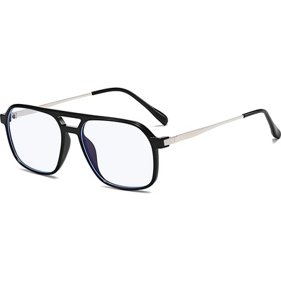 Techsuit Очила за компютър Techsuit Anti-Blue Light Glasses Reflex PC (83092) - унисекс, големи квадратни - Мат Черен / Сребрист