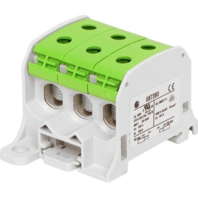HORA eTec Svorka univerzální RKA 50 1/6 PE, 150A, 1pól., AL/CU 6x vstup, zelená, na DIN/na panel
