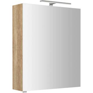 SAPHO Riwa - Огледален шкаф с LED осветление 70x60x17 см, 1 врата, панти отдясно, дъб „Алабама RIW060-0022 (RIW060-0022)