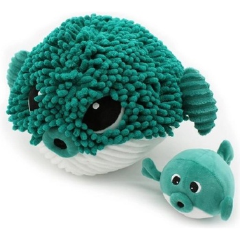 Les Ptipotos Плюшена надуваема риба Gobetou зелена - мама с бебе