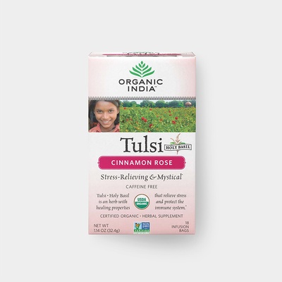 Organic India BIO Čaj Tulsi skořice s růží bazalka a skořice s růží sáčkový 18 ks