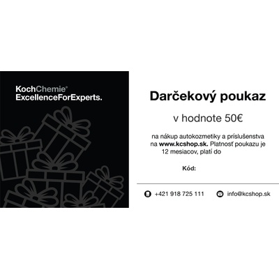 Darčekový poukaz 50€ Typ: Elektronický