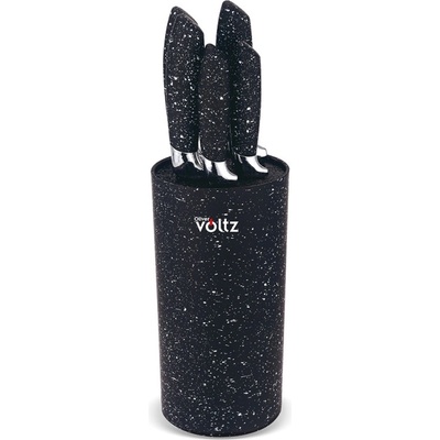 Voltz Комплект ножове със стойка Oliver Voltz OV51633G5, Стомана, Мраморно покритие, 6 части, Черен (Set OV51633G5)