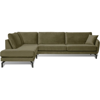 Scandic Ъглов диван от зелено кадифе (ляв ъгъл) Magic - Scandic (16558SN-forrest)