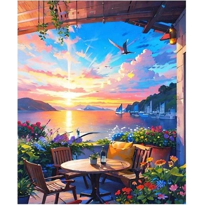 Diamantový obrázek Posezení u jezera 30 x 40 cm