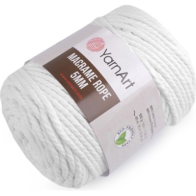 Prima-obchod Pletací příze Macrame Rope Ø5 mm 500 g rozčesávací, barva 1 (751) bílá