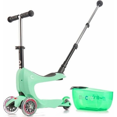 Micro a kolobežka 2v1 Mini2go Deluxe Zelené 3 kolieska úložný priestor
