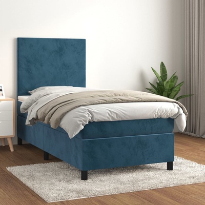 Petrashop 3142891 boxspring postel s matrací tmavě modrá samet