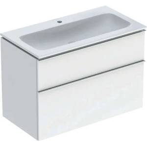 Geberit iCon - Шкаф с мивка, 90x63x48 cm, KeraTect, гланцово бяло 502.333. 01.2 (502.333.01.2)