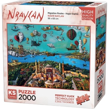 KS Games Пъзел KS Games от 2000 части - Миграционни маршрути: Света София (22523)