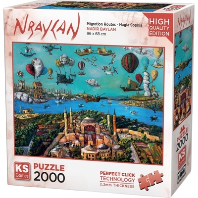 KS Games Пъзел KS Games от 2000 части - Миграционни маршрути: Света София (22523)