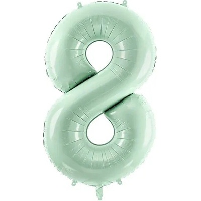 PartyDeco Fóliový balón narozeninové číslo 8 pastelově zelený 72 cm