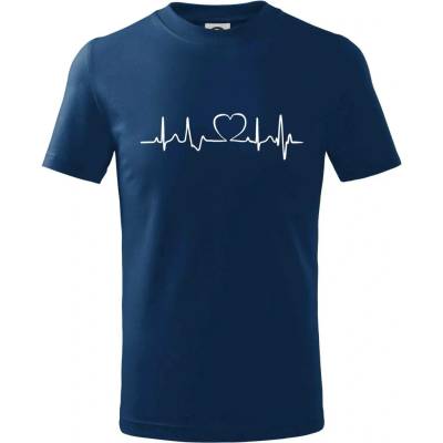 Srdce EKG tričko dětské bavlněné půlnoční modrá