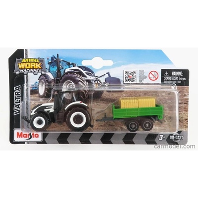 Maisto Valtra Q305 Tractor With Trailer Bílá Zelená 1:64