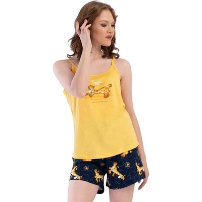 Дамска пижама с тънка презрамка в жълто и черно