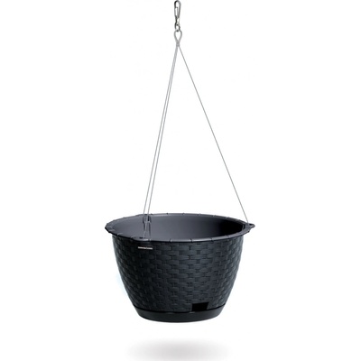 Prosperplast Květináč závěsný RATOLLA ROUND W antracit s ocel. lankem 21,7 cm