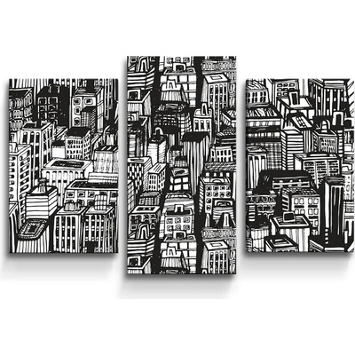 Sablio Obraz - 3-dílný Kreslené mrakodrapy - 75x50 cm