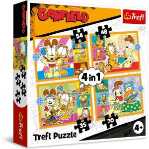Trefl Пъзел Trefl 4 в 1 - Гарфилд обича лазаня (34673) - ozone