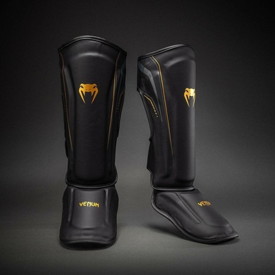 Venum Streamline Shin Guards Black Gold