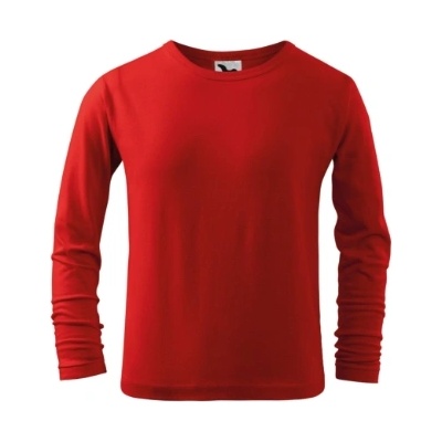 MALFINI Fit-T LS детска тениска с дълъг ръкав, червена (12107)
