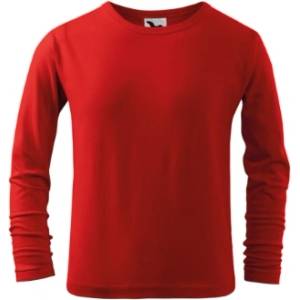 MALFINI Fit-T LS детска тениска с дълъг ръкав, червена (12107)