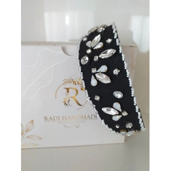 Image 1 of Radi handmade Широка черна диадема с камъни (418)