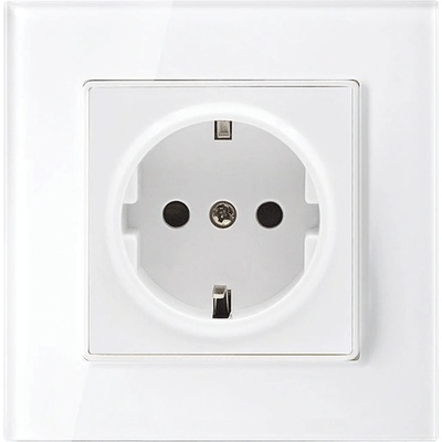 ELMARK КОНТАКТ ШУКО 16А СТЪКЛЕНА РАМКА БЯЛ С КОНЗ. КУТИЯ (195017cc/wh)