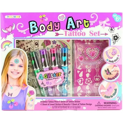 Robetoy Забавен момичешки комплект за татуировки с блестящи химикали, 8 части - Robetoy