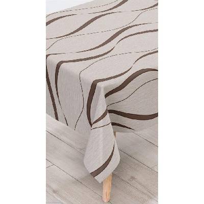 Obrus PVC 151A, metráž, 20 m x 140 cm, vlnovky hnedé na béžovém podklade, IMPOL TRADE