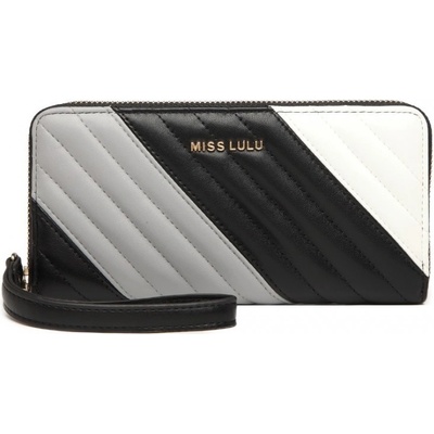 Miss Lulu peňaženka kontrastná s prešívaním čierna
