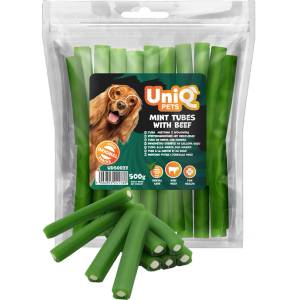 Uniq Pets Dog Snacks Dental Mint Tubes with Beef дентални тръбички за кучета с мента и говеждо, 500 g