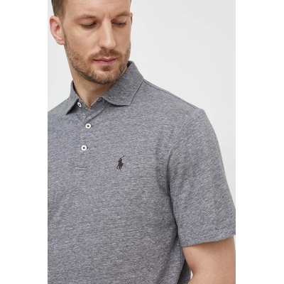 Ralph Lauren Тениска с яка лен Polo Ralph Lauren в сиво с изчистен дизайн 710933390 (710933390)