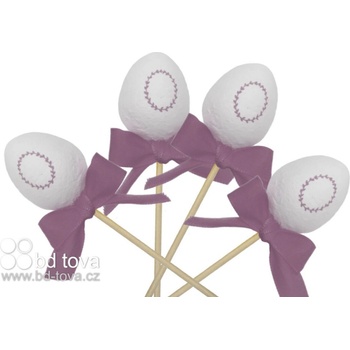 BD-TOVA Bílé vajíčko s růžovým věnečkem zápich 4 ks