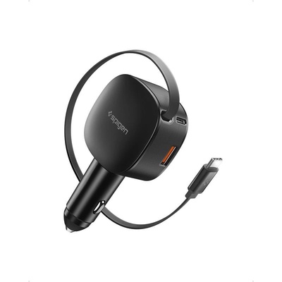 UGREEN Зарядно за кола с вграден USB-C кабел и USB-A и USB-C изходи - Spigen Essential 60W Car Charger EV603BT (черен) (ACP10515)